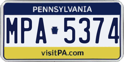 PA license plate MPA5374
