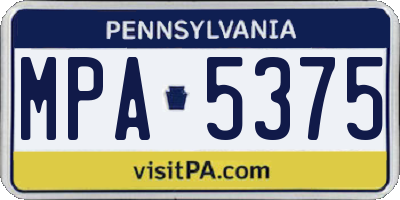 PA license plate MPA5375