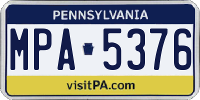 PA license plate MPA5376