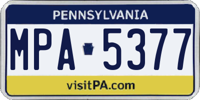 PA license plate MPA5377