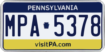 PA license plate MPA5378