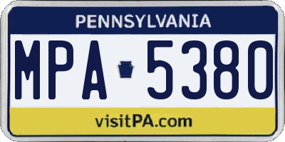 PA license plate MPA5380