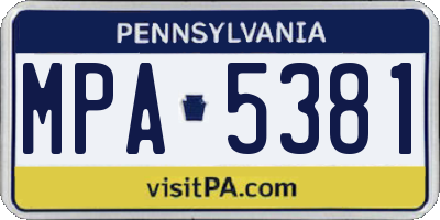 PA license plate MPA5381