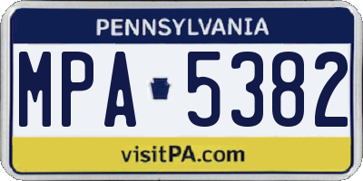 PA license plate MPA5382