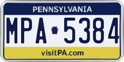 PA license plate MPA5384