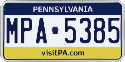 PA license plate MPA5385