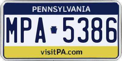 PA license plate MPA5386