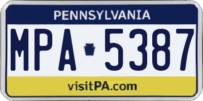 PA license plate MPA5387