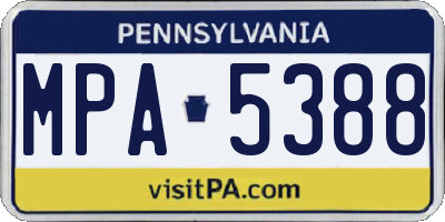 PA license plate MPA5388