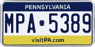 PA license plate MPA5389