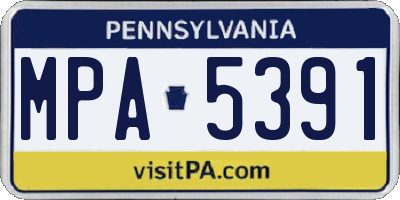 PA license plate MPA5391