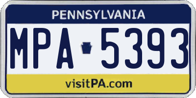 PA license plate MPA5393