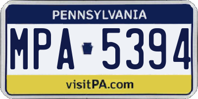 PA license plate MPA5394