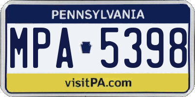 PA license plate MPA5398