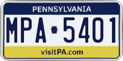 PA license plate MPA5401