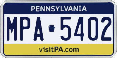PA license plate MPA5402