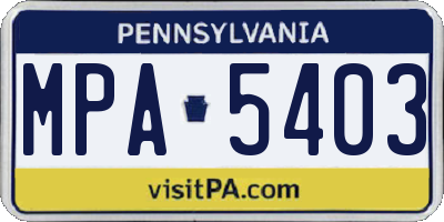 PA license plate MPA5403