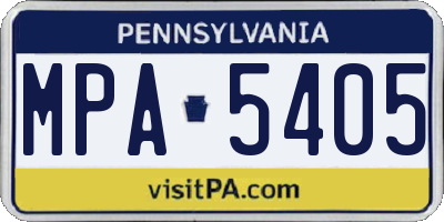 PA license plate MPA5405