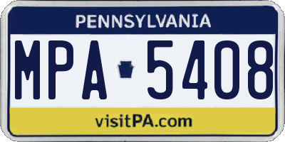 PA license plate MPA5408