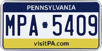 PA license plate MPA5409