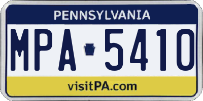 PA license plate MPA5410