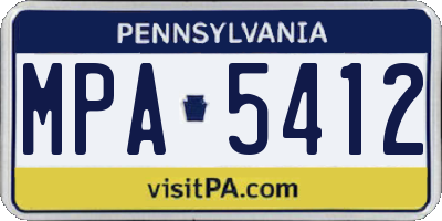 PA license plate MPA5412