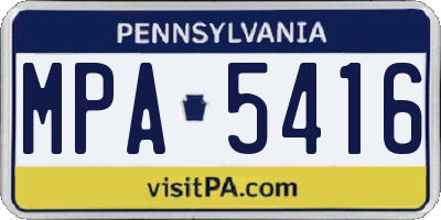 PA license plate MPA5416