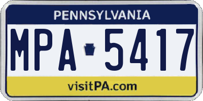 PA license plate MPA5417