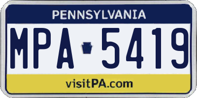 PA license plate MPA5419