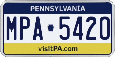 PA license plate MPA5420