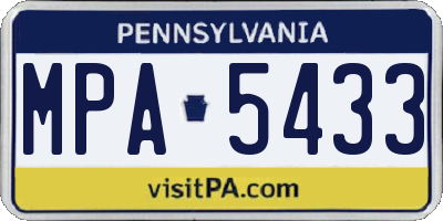 PA license plate MPA5433
