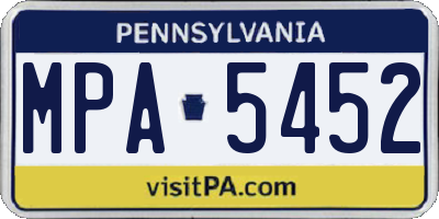PA license plate MPA5452