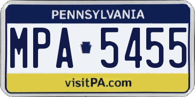 PA license plate MPA5455