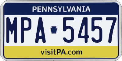 PA license plate MPA5457