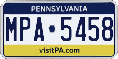 PA license plate MPA5458