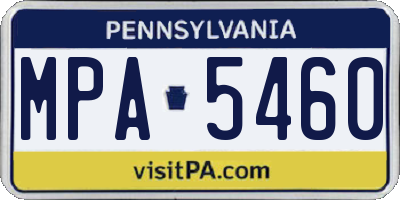 PA license plate MPA5460