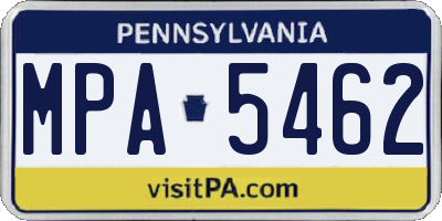 PA license plate MPA5462
