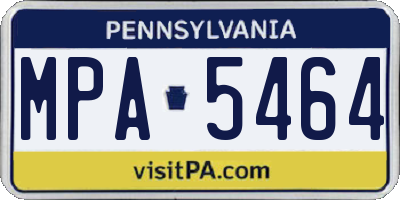 PA license plate MPA5464