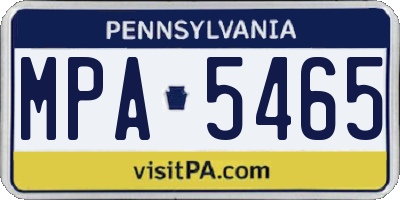 PA license plate MPA5465