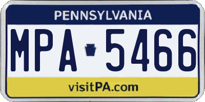 PA license plate MPA5466