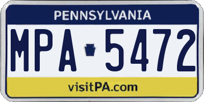 PA license plate MPA5472