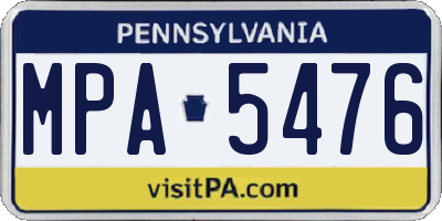 PA license plate MPA5476