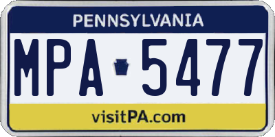 PA license plate MPA5477