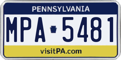 PA license plate MPA5481