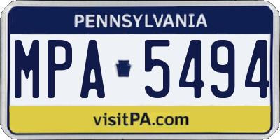 PA license plate MPA5494