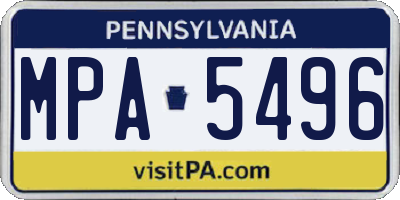PA license plate MPA5496