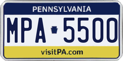 PA license plate MPA5500
