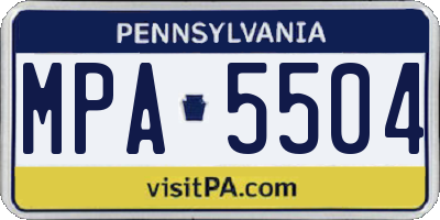 PA license plate MPA5504