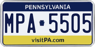 PA license plate MPA5505