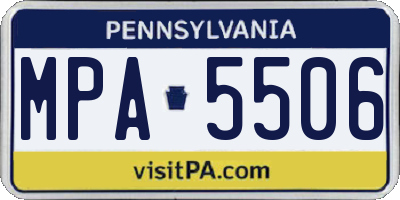 PA license plate MPA5506